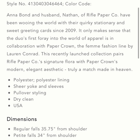 HP🎉Like NEW!! Anthro Rifle Paper Co. Fluttered Blooms Dress - Picture 13 of 13